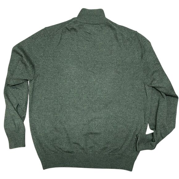 Brooks Brothers Merino Wool Sweater Mens Large 1/4 Zip Pullover Green Heathered - Picture 9 of 9